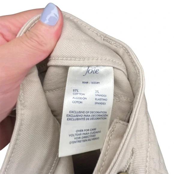 Joie High Rise Park Skinny Women's Cream Zippered Jeans in Peyote Premium Denim - Picture 8 of 13